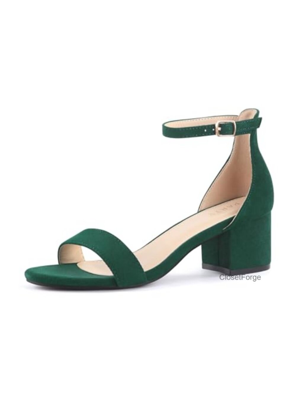 PARTY Women's Open Toe Ankle Strap Low Block Chunky Heels Sandals